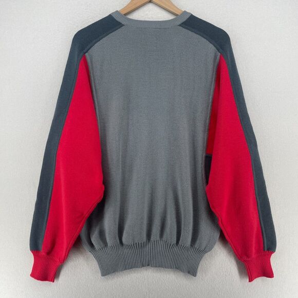 Vtg 80s PROFILE Sweater Mens L Ski Wool Colorblock Jumper Crewneck Blue HK - Picture 2 of 11